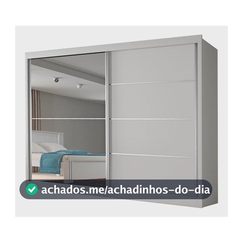 Guarda Roupas Casal 2 Portas Com Espelho 4 Gavetas Áustria Branco