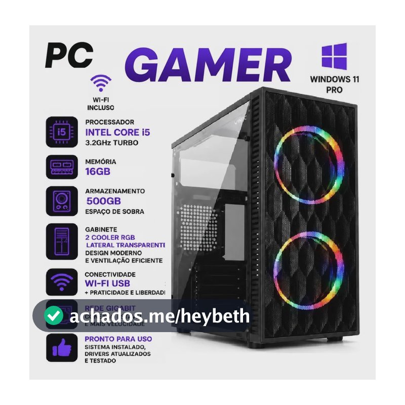 Pc Cpu Gamer Barato Core I5 3.2ghz Turbo 16gb + 500gb + Wifi 500 Gb 16 Gb Intel Graphics