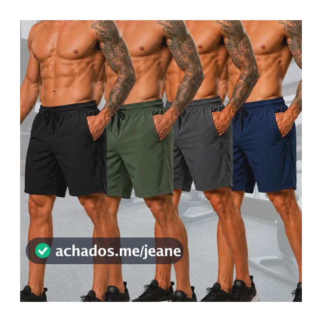 Kit 4 Bermudas Tactel Academia Praia Shorts Elastano Bolsos