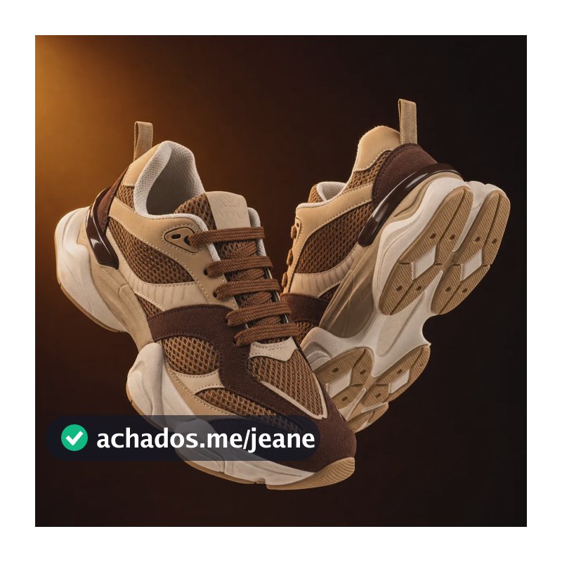 Tenis Feminino Chunky Vili Aura Casual Conforto Original Marrom/bege 35 Br