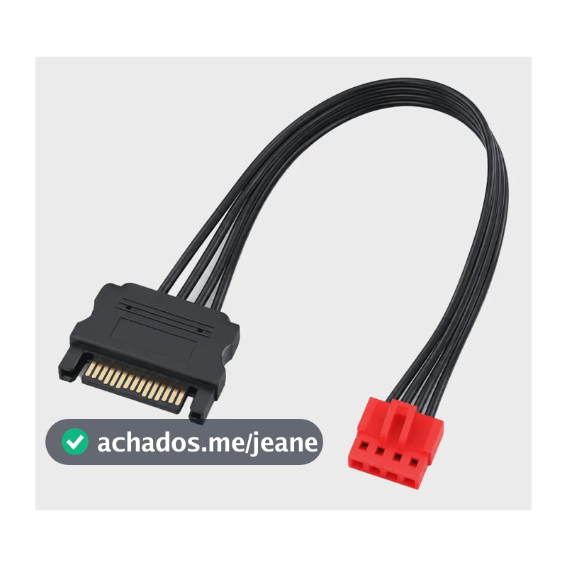 Cabo Alimentação Energia Sata P/ Controladoras | 4 Pin Fans Preto 12