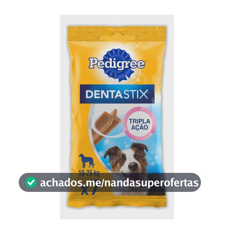 Petisco para Cães Adultos Raças Médias Pedigree Dentastix Pacote 180g 7 Unidades