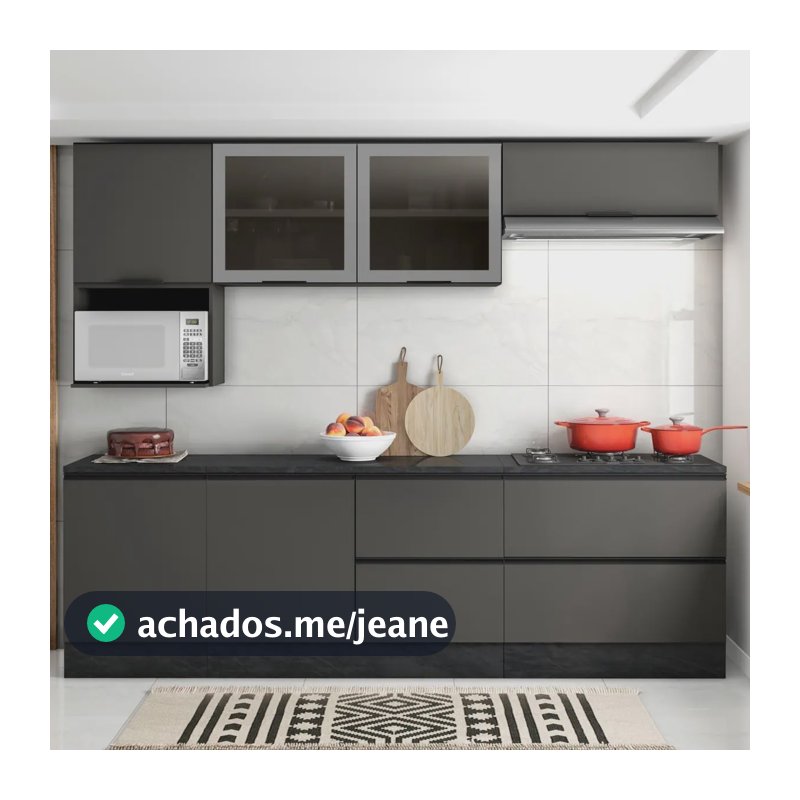 Armário Aéreo Para Cozinha 120cm 2 Portas Com Vidro Af