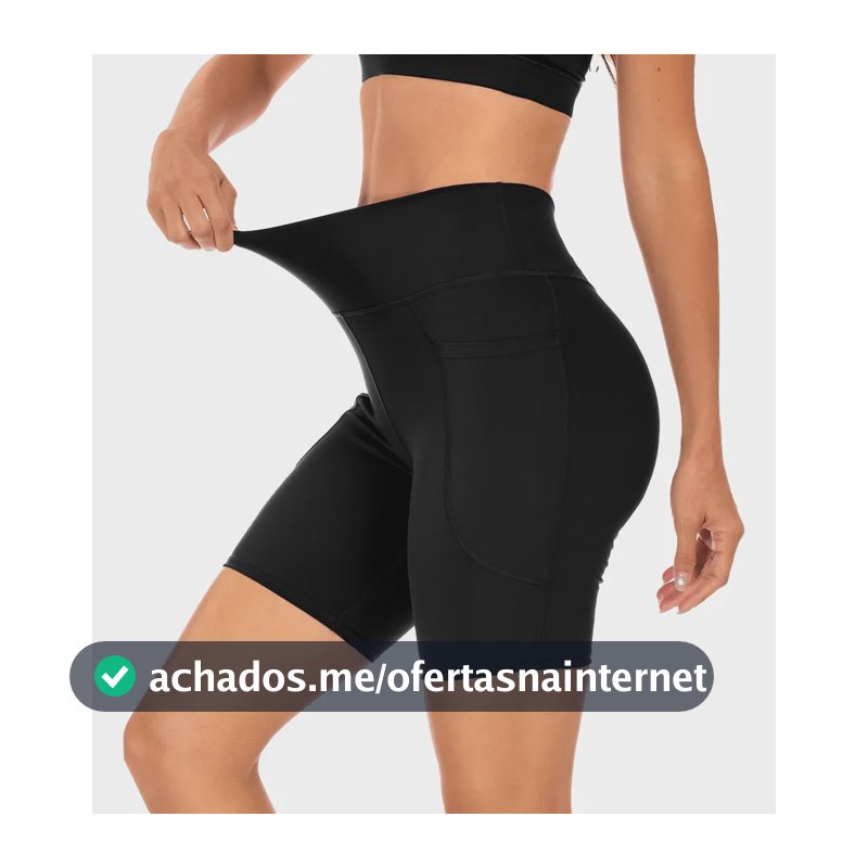 Shorts Academia Feminino Modelador Com Bolso Moda Feminina Preto Poliamida M