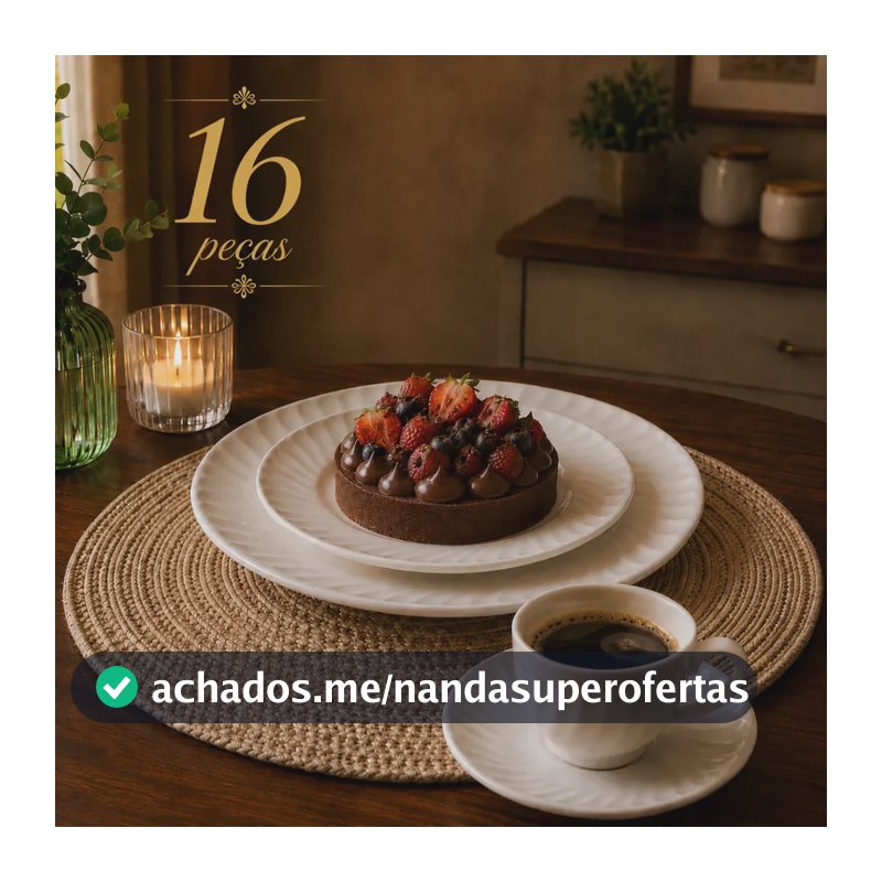 Aparelho De Jantar E Chá Jogo 16 Peças Vidro Branco Completo Xícara Pires Prato Sobremesa Resistente Orvell