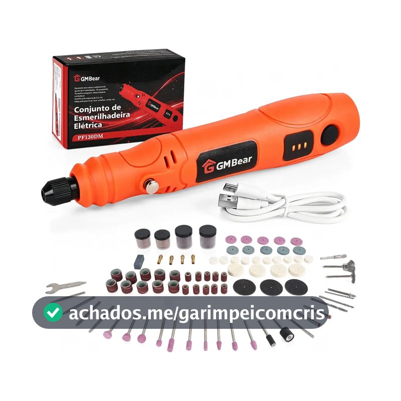 Micro Retífica Recarregável 210 Kit Completo com Acessórios , Lixar Gravar Polir Para Madeira Joias DIY