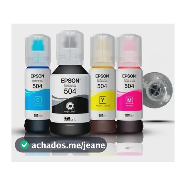 Kit 4 Tintas T504 Original L4150 L4160 L4260 L6270 L14150 Ciano, Magenta, Preto, Amarelo