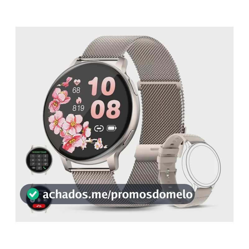 Relógio Smartwatch Relógios Inteligentes Bluetooth Calling Cinza