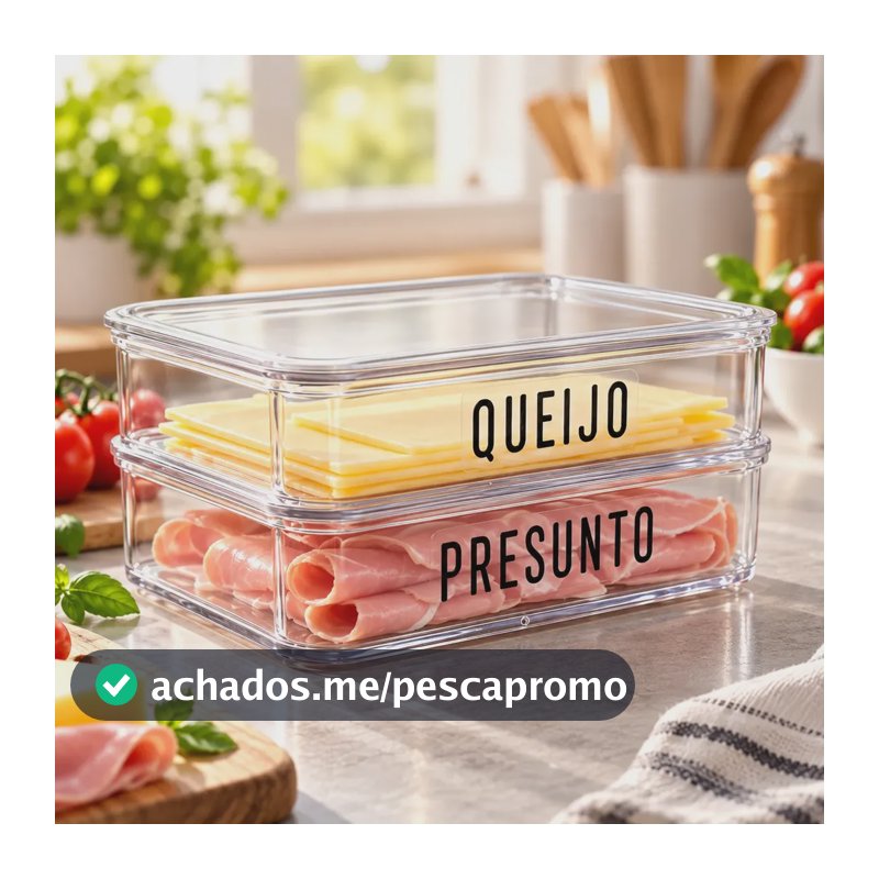 Porta Frios Pote Hermético Acrílico Presunto Queijo Tampa Transparente