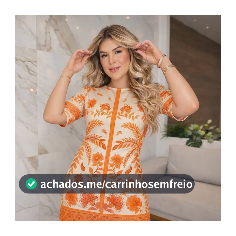 Vestido Feminino Inspiração Farm Camisetão Blusão Floral Laranja Único