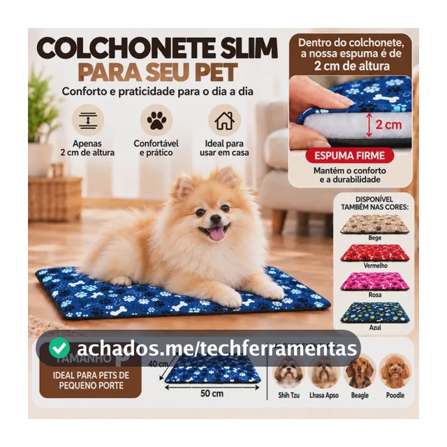 Caminha Pet Colchonete Slim Cachorro Gato Simples Tam P