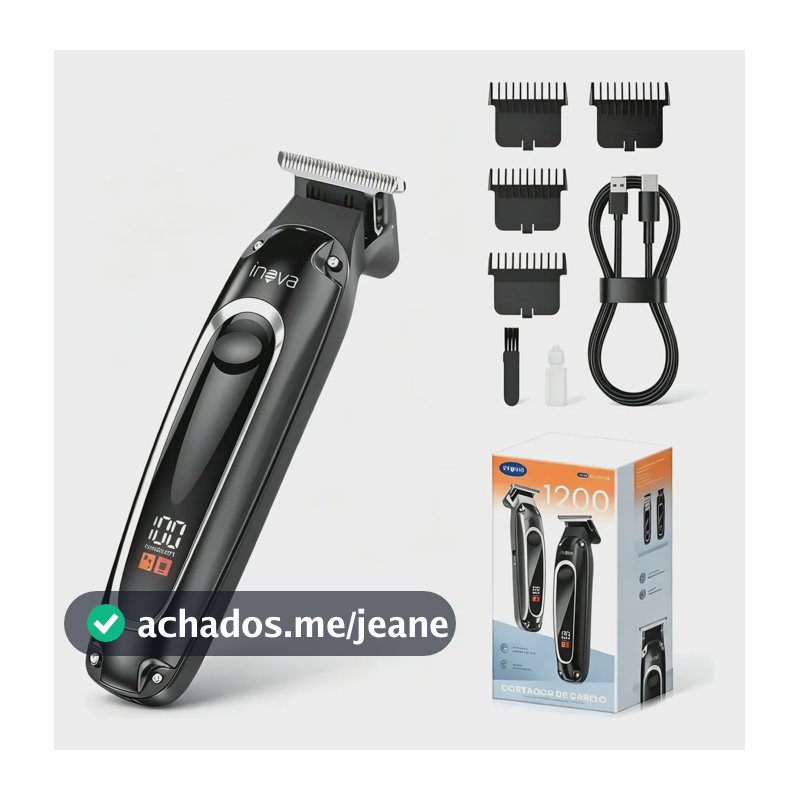 Máquina De Cortar Cabelo Elétrica Inova Portátil Precisão Preto 5
