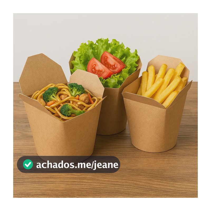 Kit 20 Embalagem Box Away Kraft 750ml Yakisoba Delivery Food Kraft