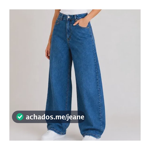 Calça Balão Baggy Feminina Jeans Larga Ballon Wide Leg Alta