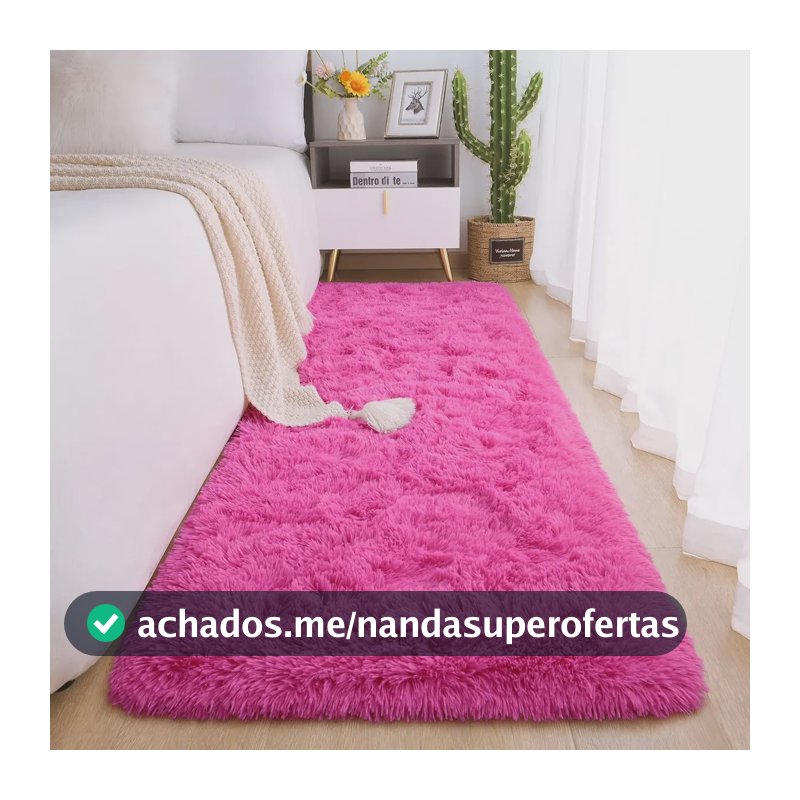 Tapete Passadeira 2,00x0,50 Peludo Felpudo Macio Corredor Quarto Beira De Cama Pink Casa Laura Enxovais
