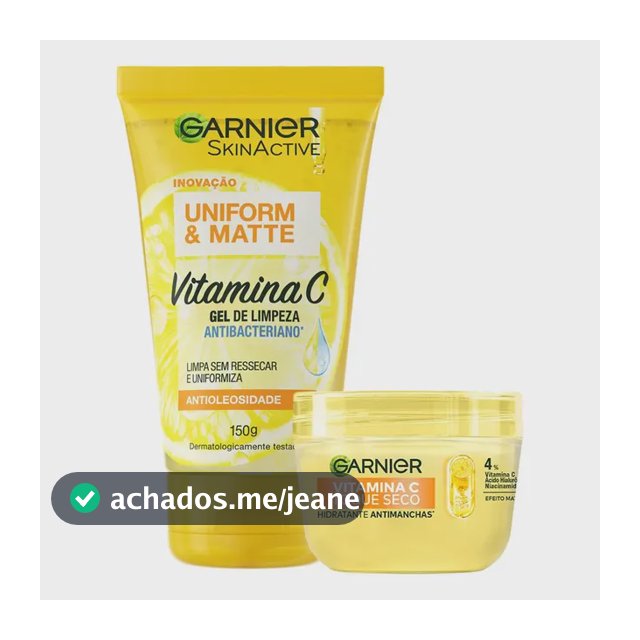 Kit Skincare Gel de Limpeza e Hidratante com Vitamina C, Ação Antioleosidade e Uniformizadora, Pele Iluminada e Hidratada, Uniform & Matte Garnier 150g