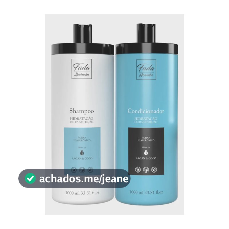 Kit Fada Madrinha Óleo Argan Coco Shampoo e Condicionador 1L Hidratação Nutrição Brilho Capilar