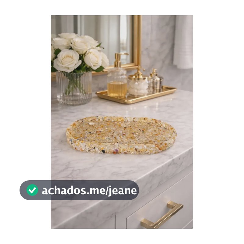 Bandeja De Pedra Para Lavabo Decorativa Oval Cor Citrino