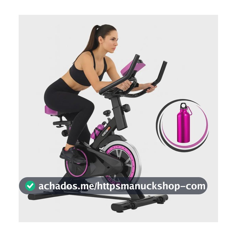 Bicicleta Ergométrica Bike Spinning Garrafa 6kg Sensação Inércia Com Medidor Cardíaco Fitness Preto e Rosa Sevenfit Para Cardio E Musculação