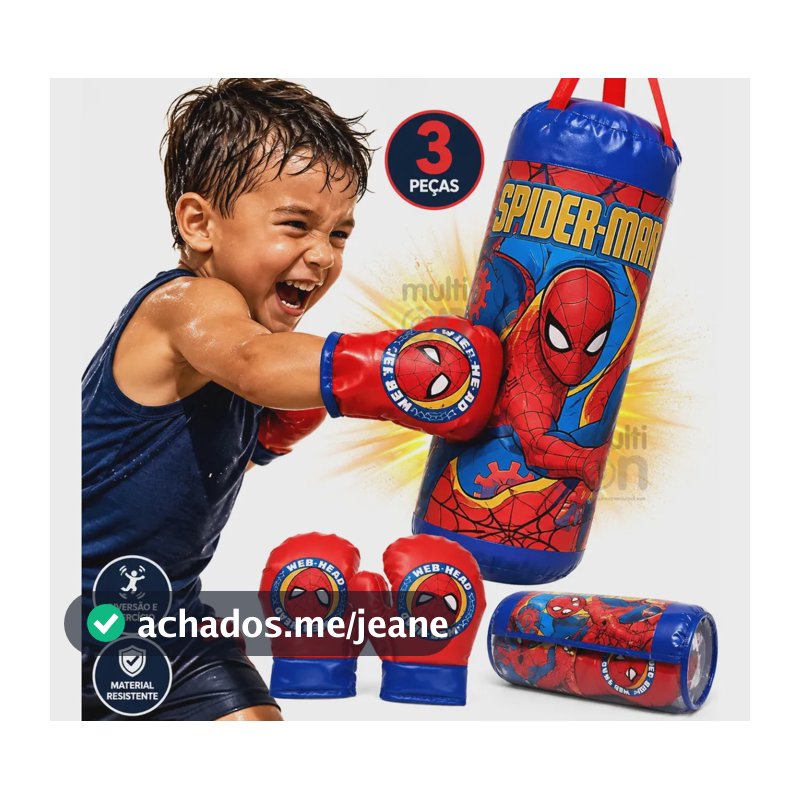 Kit Saco De Pancada Homem Aranha Marca:MultiOn Infantil Luva De Boxe presente menino criança