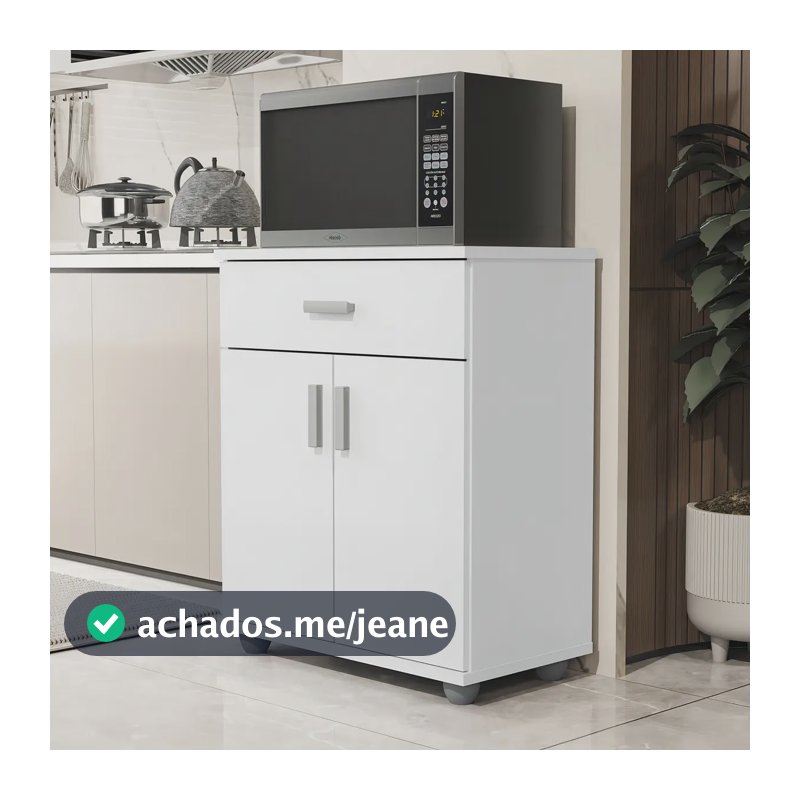 Balcão Para Microondas Armário Organizador Multiuso Mell Cor Branco