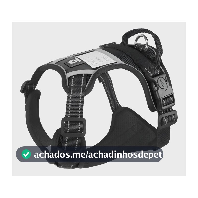 Colete Peitoral Caes Ajustavel Refletivo Alca Reforcada Preto Peito 68-93 Cm