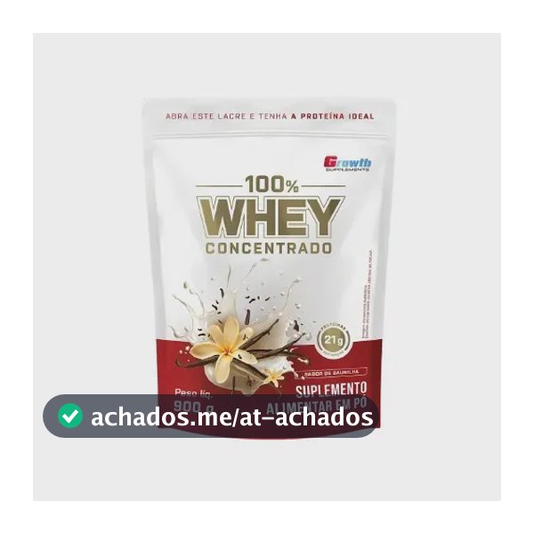 100% Whey Concentrado 900g Growth Supplements Baunilha