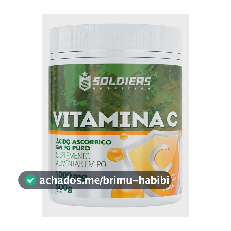 Vitamina C Em Pó Ácido Ascóbico 500g 100% Puro Soldiers Nutrition Bem-Estar Energia