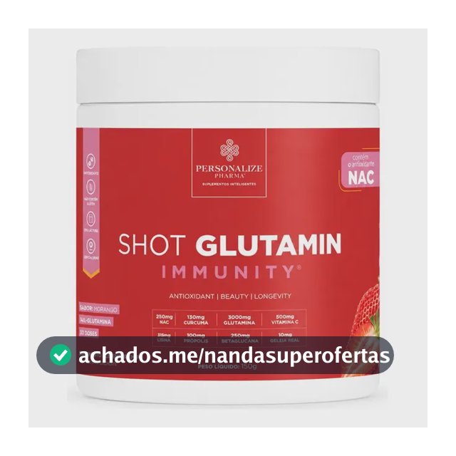 Shot Immunity Com Glutamina e NAC Sabor Morango, 150g