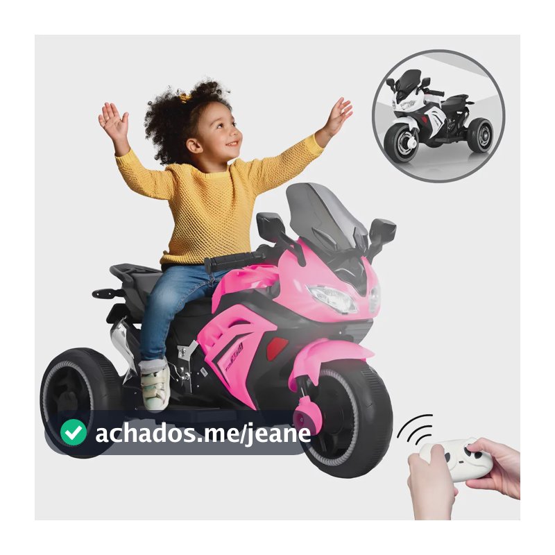 Moto Elétrica Infantil Motinha Triciclo Passeio Brinquedo Cor Rosa