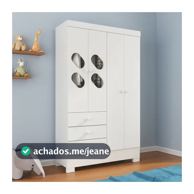 Guarda Roupa Infantil 4 Portas E 3 Gavetas Tic Tac Be Branco