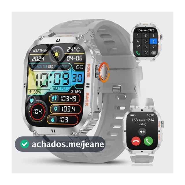 Smartwatch Masculino Esportivo Jooeniok Hw57 Ip68 Prateado Milanês Cinza
