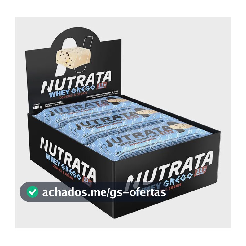 Whey Grego Bar Protein 12 Unidades Nutrata Sabor Cookies And Cream