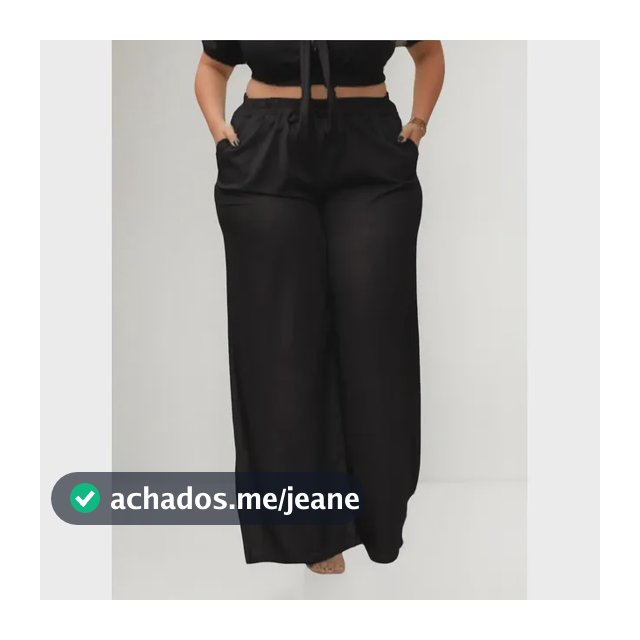Calça Feminina Plus Size Duna Pantalona Wide Cos Elástico