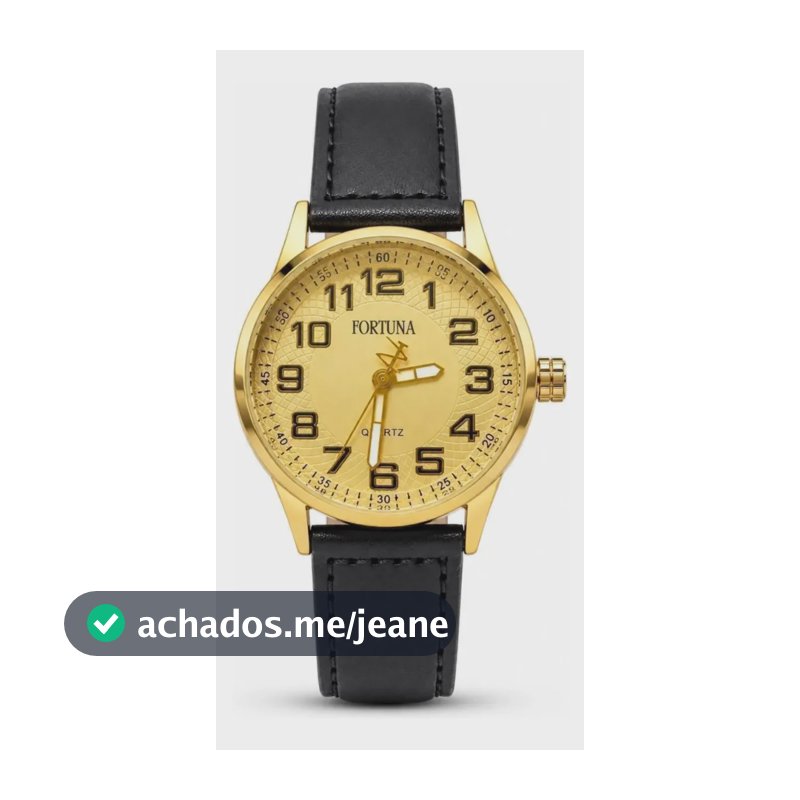 Relógio De Pulso Masculino Fortuna Old Money Minimalista Preto Cx Dourada