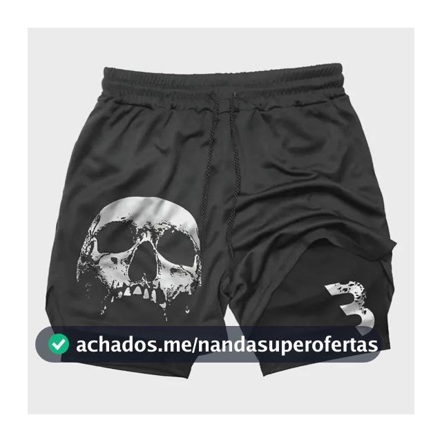 Short Academia Compressão Masculino Caveira Treino Corrida
