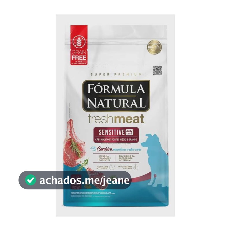 Ração Seca Fórmula Natural Fresh Meat Sensitive Cães Média/Grande 12kg