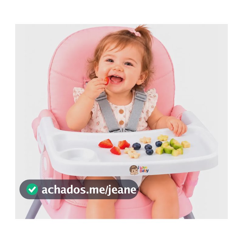 Cadeira De Alimentação Bebê Portátil Rosa - Cadeirão - 3 Em 1 - I Love Baby ®