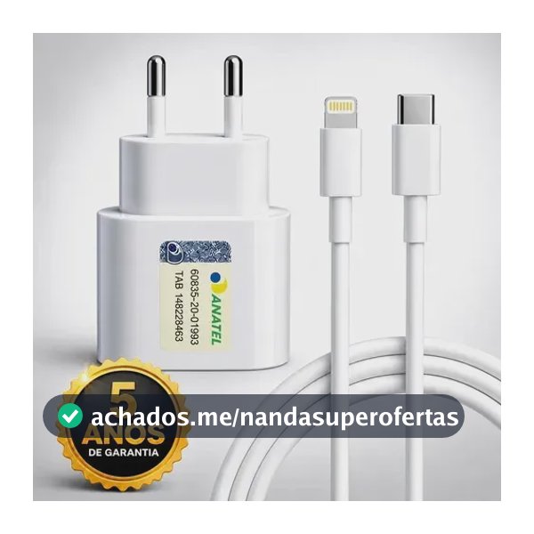 Carregador 30w Turbo Para iPhone 8 X Xr 11 12 13 14 Pro Max Fonte Usb C Cor Branca Dtimp