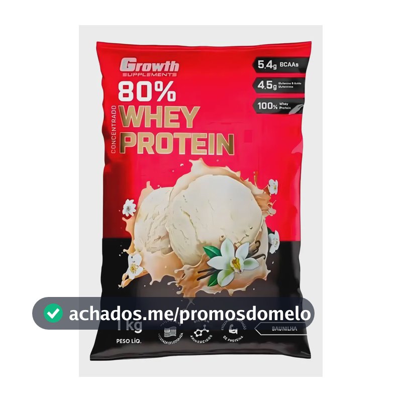Whey Protein 80% Concentrado Growth Sabor Baunilha | 1kg