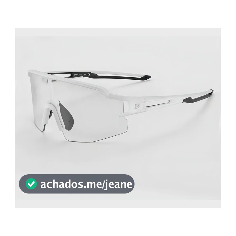 Óculos Ciclismo Rockbros 10172 Branco Lente Fotocromática e Clip Lente Desenho Esportivo