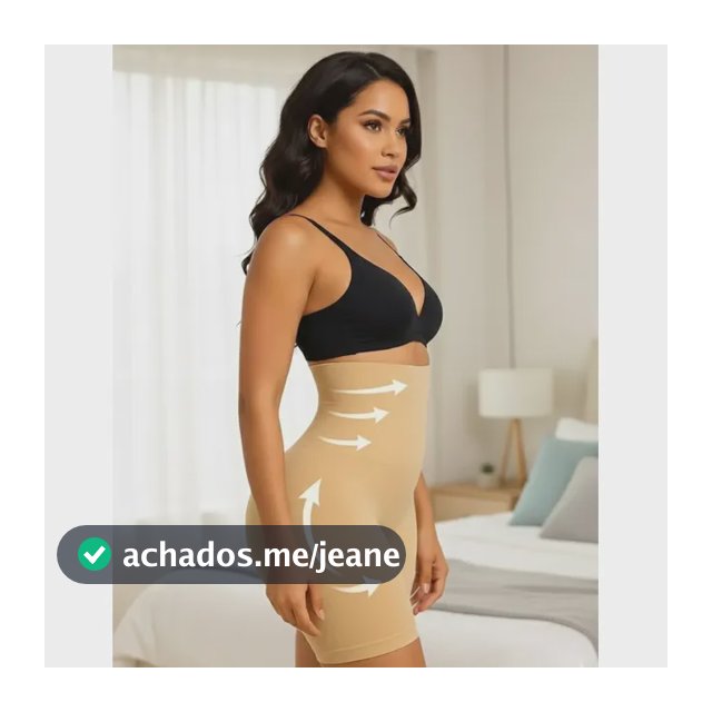 Short Cinta Modeladora Bege Alta Compressão 4 Barbatanas