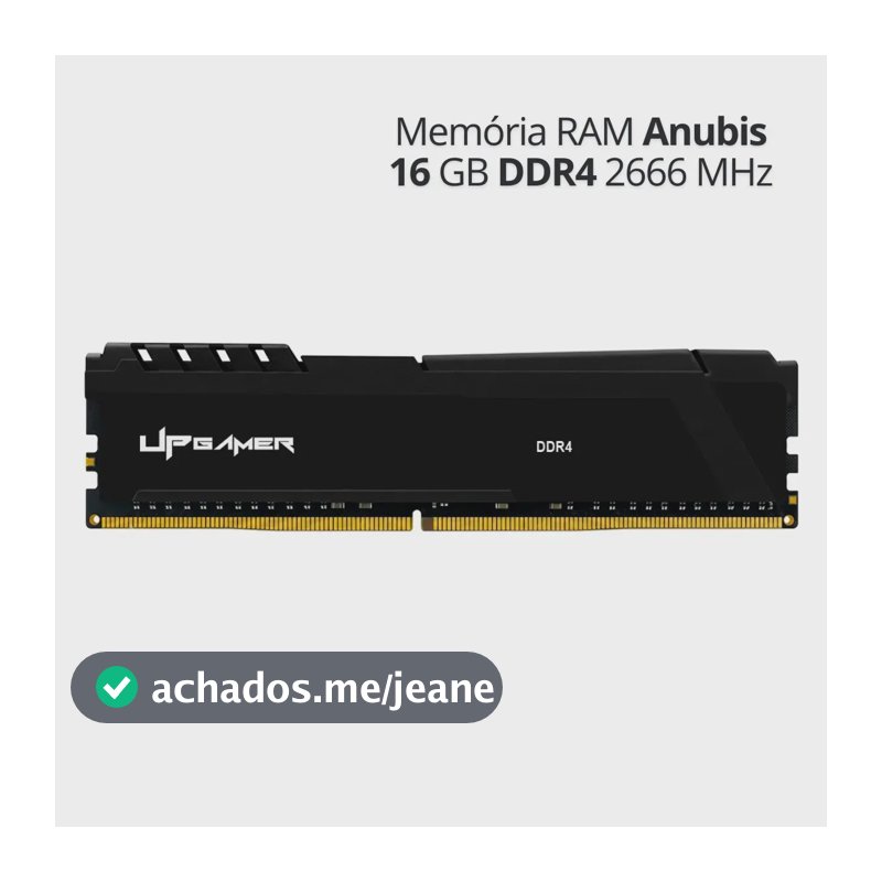 Memória RAM Desktop 16GB DDR4 2666MHz para PC, Módulo Interno com Dissipador de Calor - Linha Anubis UP Gamer