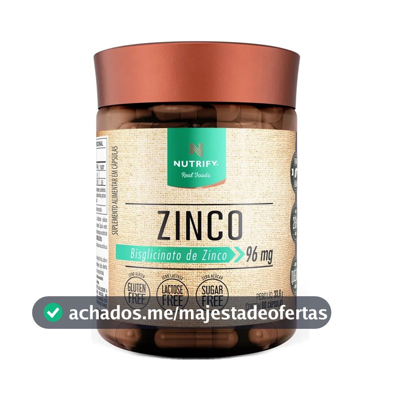 Bisglicinato de zinco Nutrify Vitaminas e Minerais em cápsula Sem sabor x 60mL de 60 un