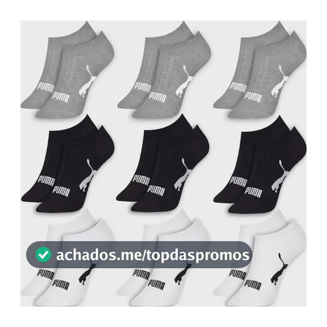 Kit 9 Pares Meias Puma Sapatilha Soquete Invisível Original