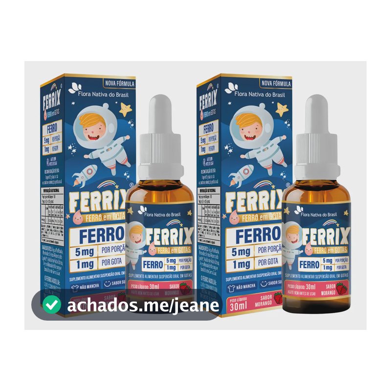 Suplemento em gotas Flora Nativa Kids Kit 2x ferrix ferro infantil 30ml Sem sabor