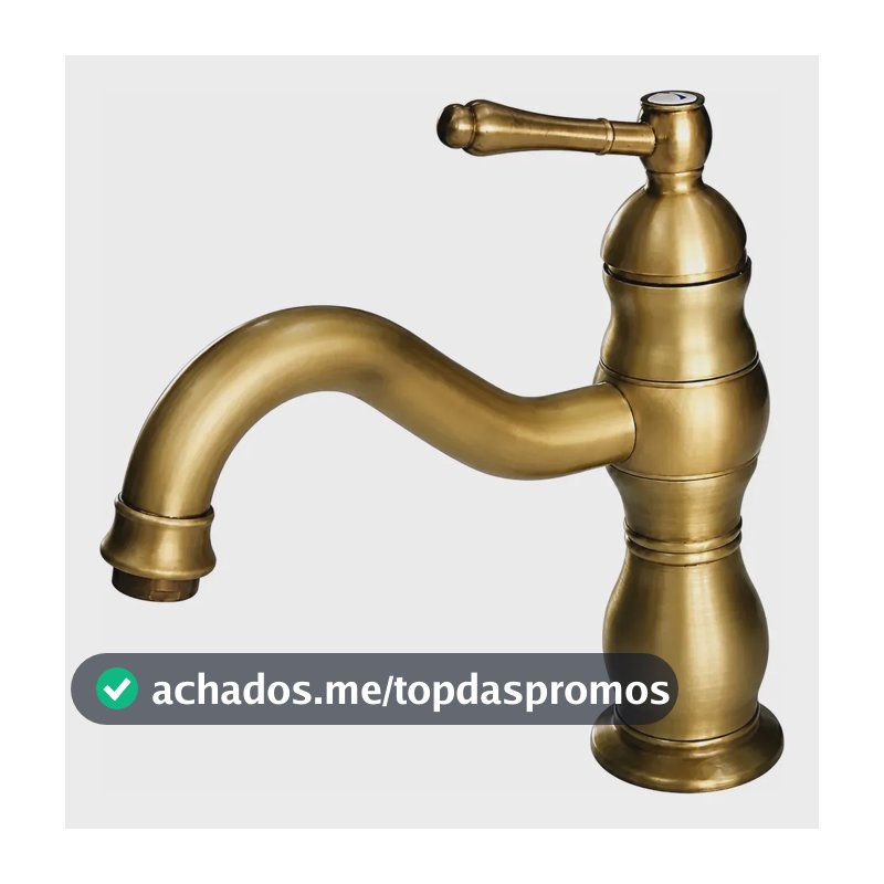 Torneira Monocomando Banheiro Baixa Dourado Escovado Retro Dourado Escovado