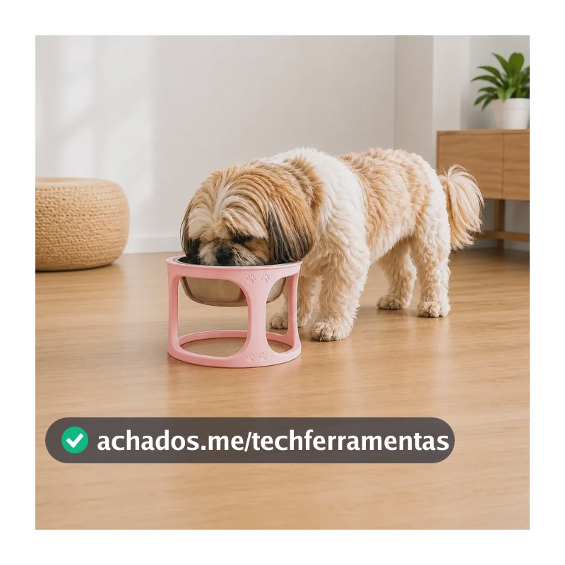 Comedouro Elevado Pet Com Tigela Inox Para Cães E Gatos 0v Rosa-claro
