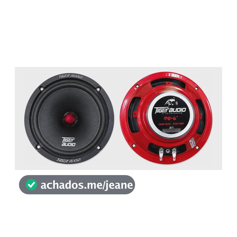 1 -par Alto Falante Tiger Áudio 80mb-6 6 Polegadas 160 W Rms Vermelho