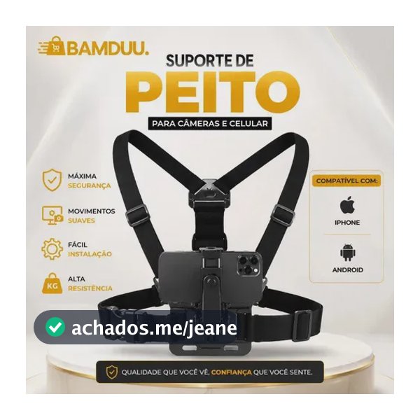 Suporte De Peito Para Celular Câmera Peitoral Cinturão Ajustável Moto Bicicleta Esporte - BAMDUU